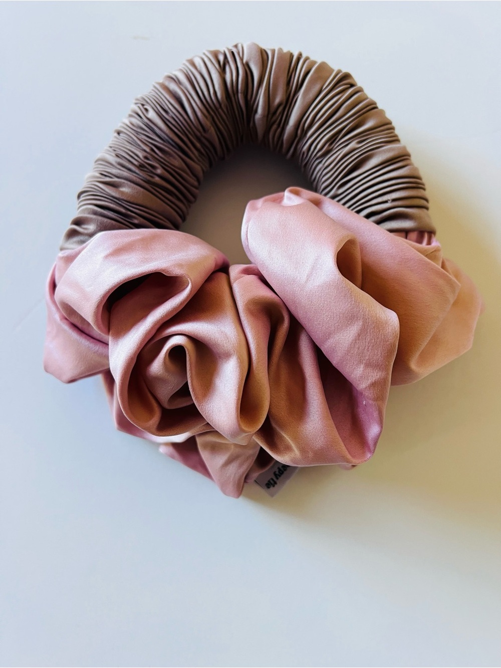 Sleepytie Satin Scrunchie Set in Blush Pink and Champagne - Picture 5 of 5